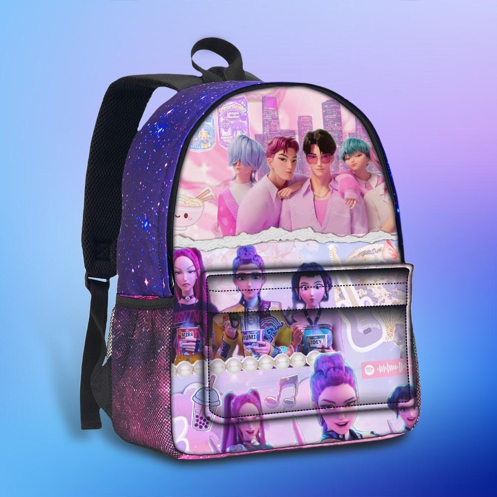 Rucsac Huntrix Kpop 3D Stereoscopic Cer Înstelat, Echipa de Vânătoare de Vrăjitoare, Rucsac Cer Înstelat de Mare Capacitate pentru Elevi de Școală Primară și Gimnazială CLE