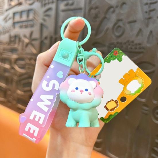 3D Cartoon Lion Keychain Cute Resin Animal Hanging Bag Charm for Purse Backpack