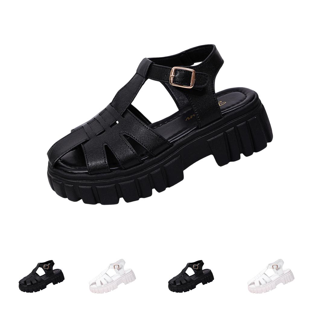 Womens Braided Open Toe Retro Chunky Platform Back Strap Roman Sandals with Adjustable Buckle Closure and Thick Sole