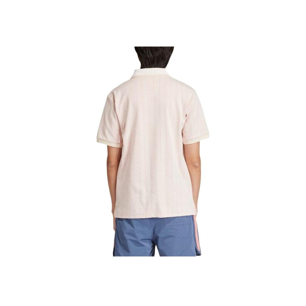 Adidas Originals Striped Embroidered Logo Polo Shirt Men Tops Light-Pink IU0209