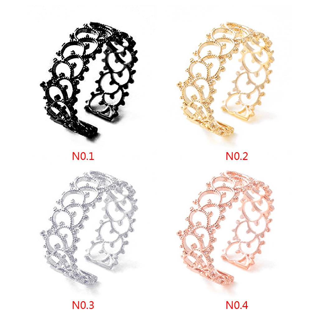 Lovely Women Hollow Flower Rings Cute Copper Girl Adjustable Rings Prom Wedding Night Party Jewelry