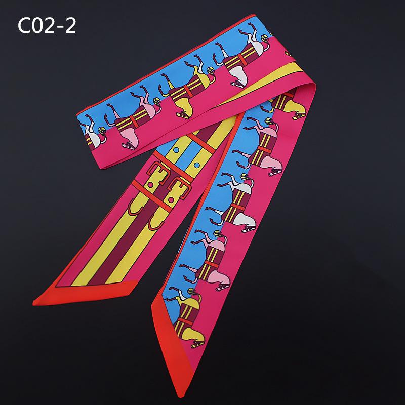 

Elegant Printed Pony Design Simulated Silk Scarf Womens Shawl Multi Purpose Binding Ribbon Decoration Accessory 100x5cm