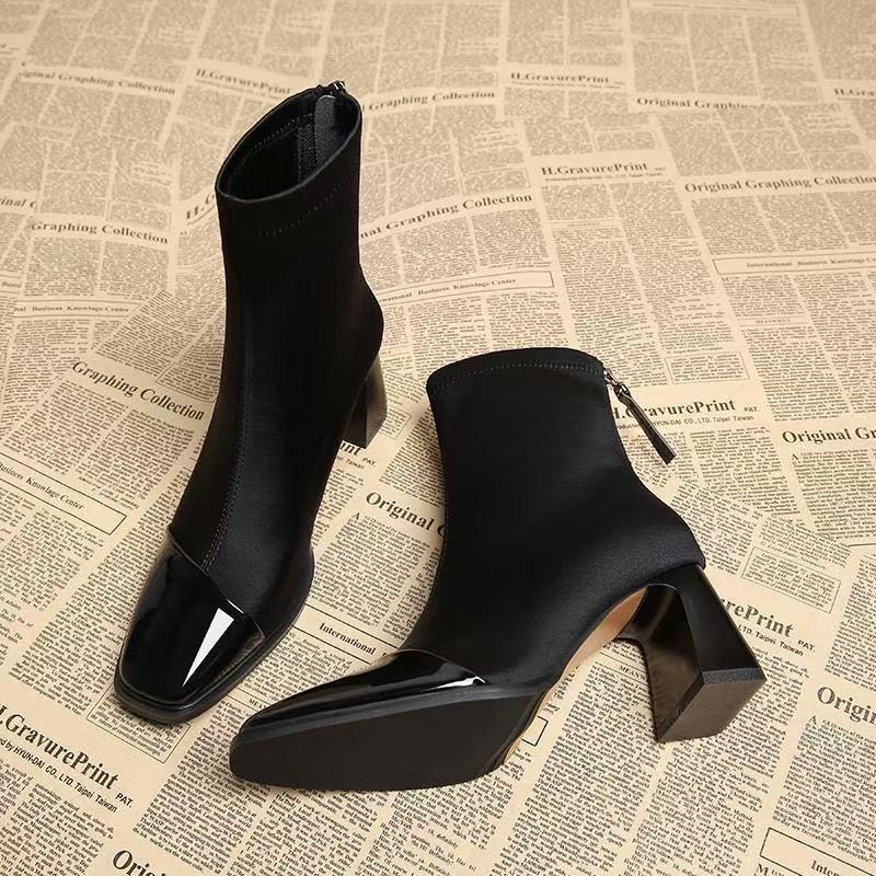 Fashion Women Ankle Boots Suede High Heels Fashion Shoes Chunky Motorcycle Boots Trend Winter New Pumps Botas Short Boot35-40