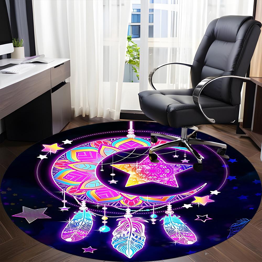 1PC Dreamcatcher Stars Office Round Area Rug, Indoor Mat Suitable ForOffice, Under Office Chairs Bedroom Living Room Home Decor, Room Deco, D148