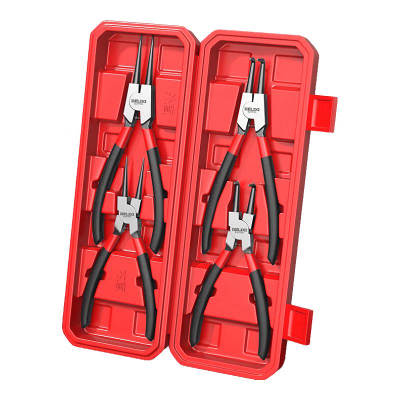 DELIXI ELECTRIC 7-inch 4-Piece Snap Ring Pliers Set