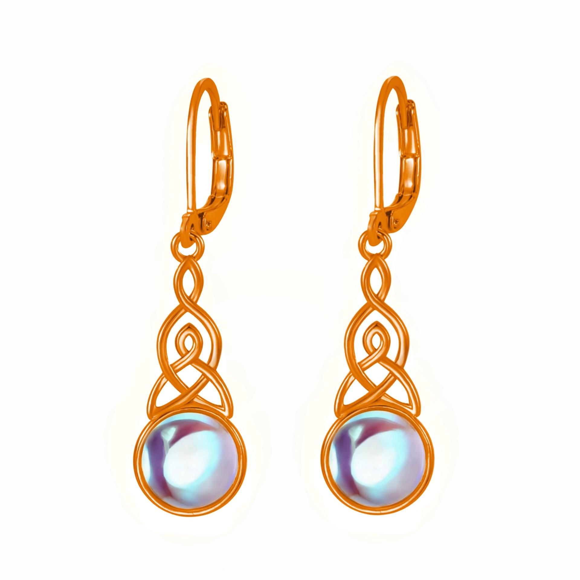 

2026 Court Style Fashionable Round Moonstone Stud Earrings, Inlaid with Zircon Simple Round Stone Stud Earrings