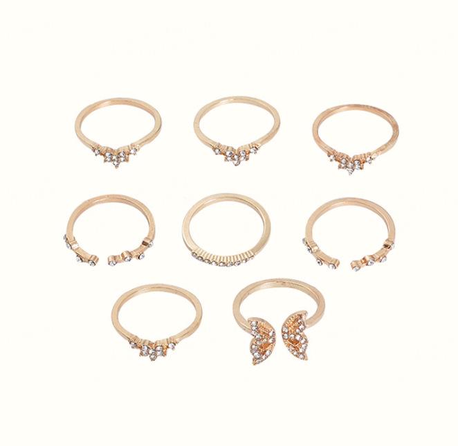 Retro Gothic Punk Street Ring Set: Distressed Black Hand Jewelry