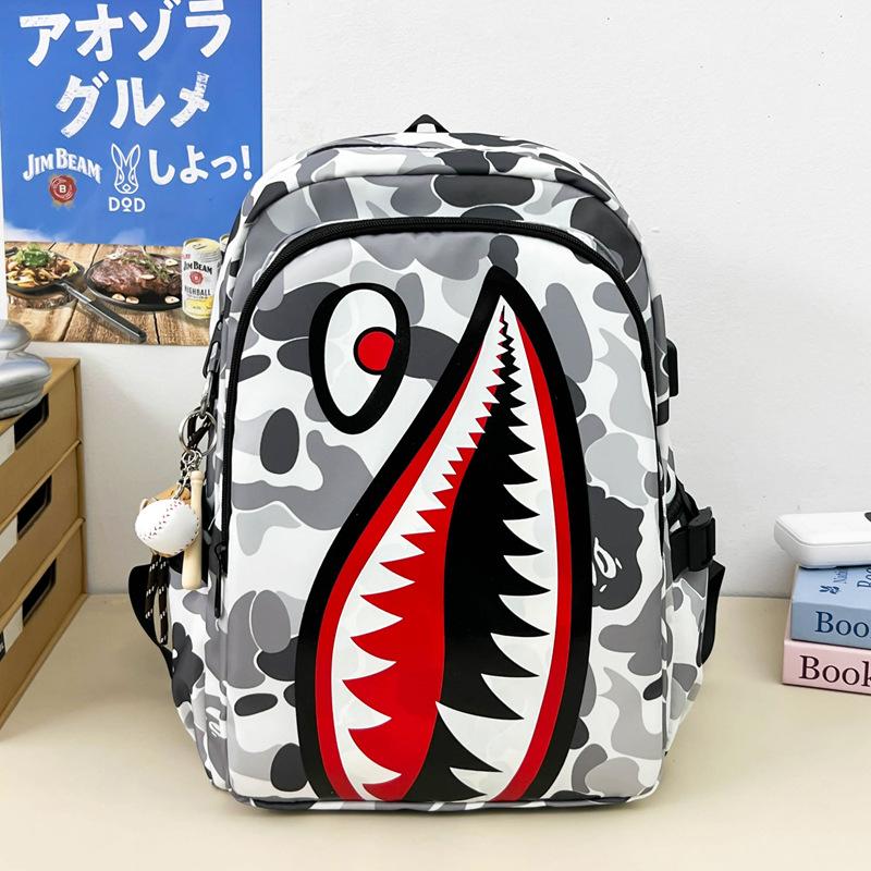 Schoolbag New Fashion Large Capacity Camouflage Shark Student School Bag Versatile Large Capacity Lightweight Leisure Travel Backpack