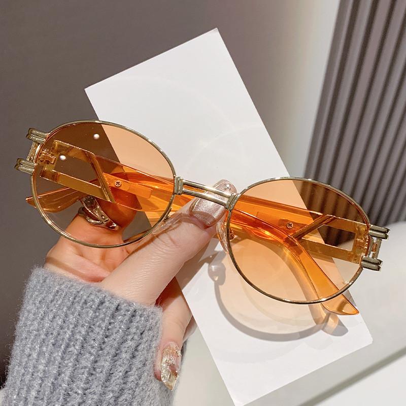 Occhiali da Sole Rotondi in Metallo Retro Con Protezione Uv400 Per un Look alla Moda all'Aperto