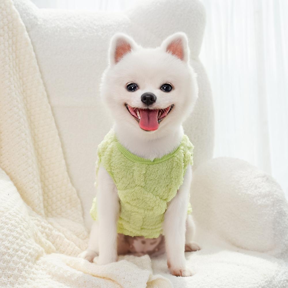 Winter Dog Clothing Small Breed Thermal Fleece Vest Jacquard Heart Pattern Sleeveless Pet Apparel Puppy Kitten Cold Weather Wear Lightweight Warm Coat