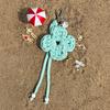 Clover Crochet Keyring-Mint