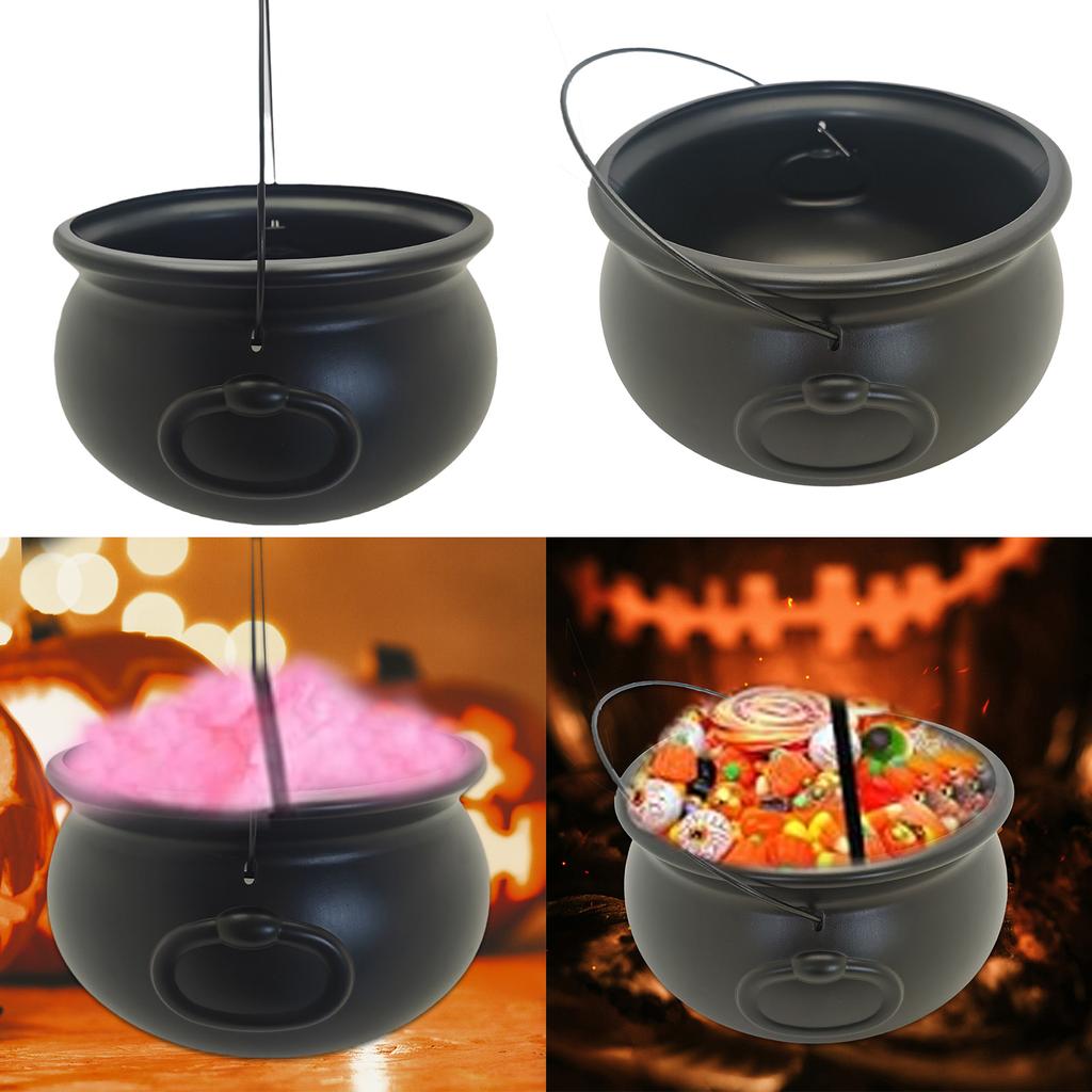 Calderone Classico per Streghe Bollitore Secchio 12" Nero Contenitore per Caramelle Ciotola per Dolcetti per Forniture Decorazioni Festa di Halloween