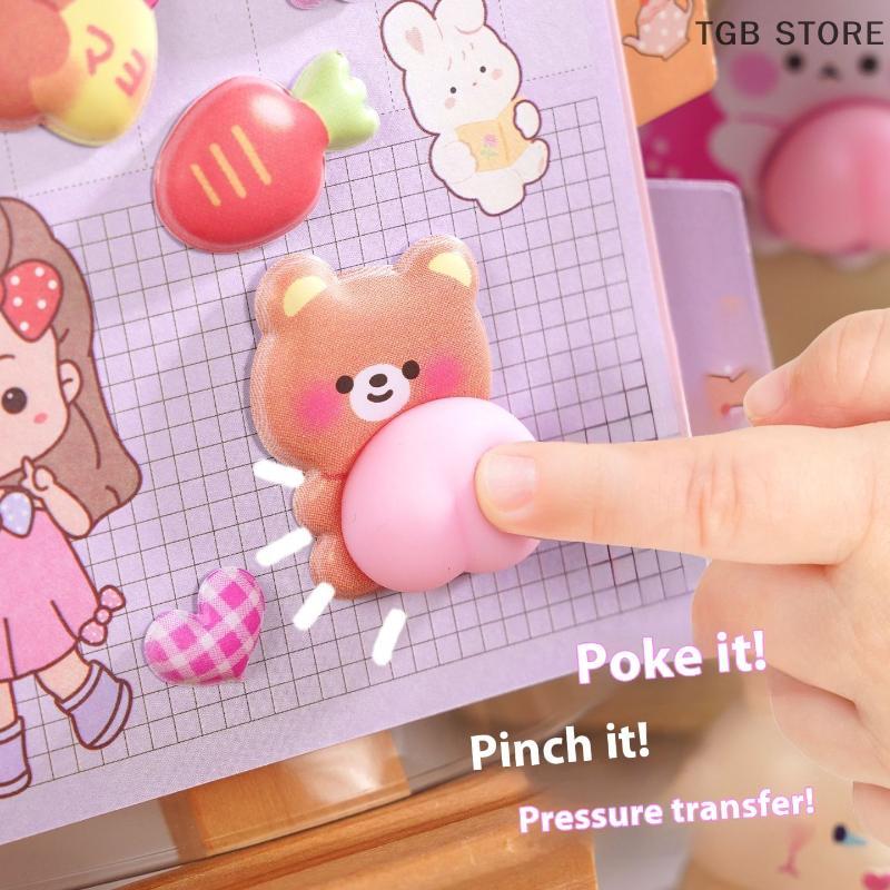 DIY Stereoscopic Animals Relieve Stress Stickers Lovely Cartoon Foam 3D Fart Peach Stereo Sticker Kawaii Decor Stickers