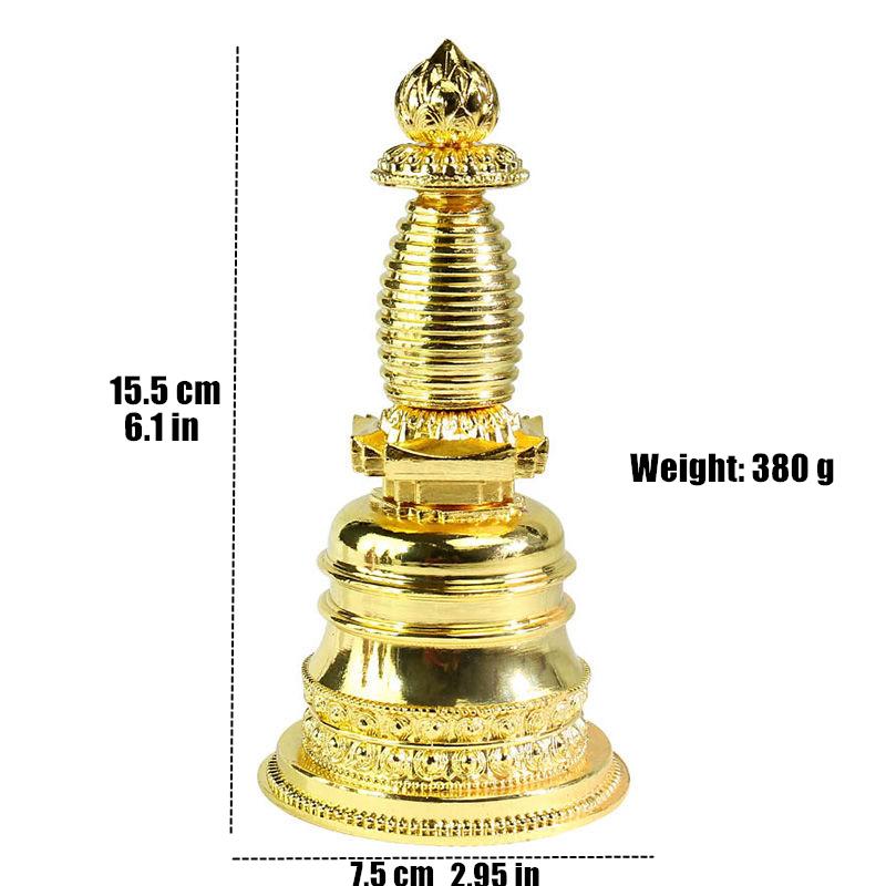 

Handicraft Tibetan Bronze Stupa Auspicious Alloy Tantric 15cm Stupa Engraved Buddhist Home Indoor Altars Desktop Decorative 15.5 cm золотой