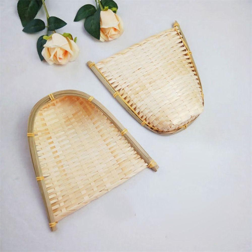 Trendy Knitted Drying Handwoven Bamboo Basket Dustpans Kitchen Supplies Vegetable Storage Tray