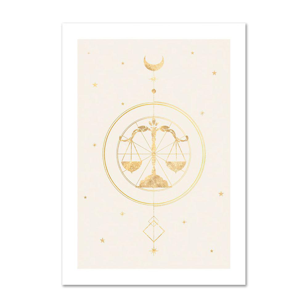 

Северное сияние Знак зодиака Карта Настенный художественный плакат и принты Золотая рука Полная луна Звезды Холст Картина Скандинавские картины Спальня 21x30cm No Frame