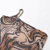 Sexy Women Summer Dress Spaghetti Strap Slash Neck Slim Tiger Print Khaki Split Side Lady Dress