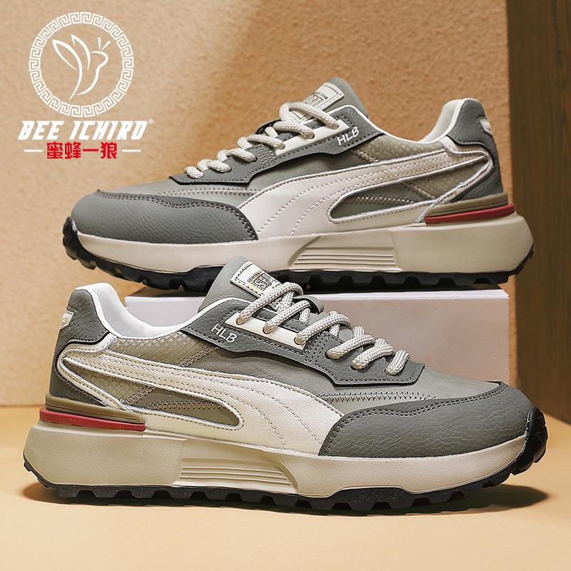 New summer sports and leisure leather shoes fashionable young dad men's shoes