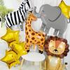 8pcs Jungle Wildlife Balloon Set 4pcs Animal Balloon (Zebra, Elephant, Giraffe, Lion) Jungle Theme Birthday Shower Decoration