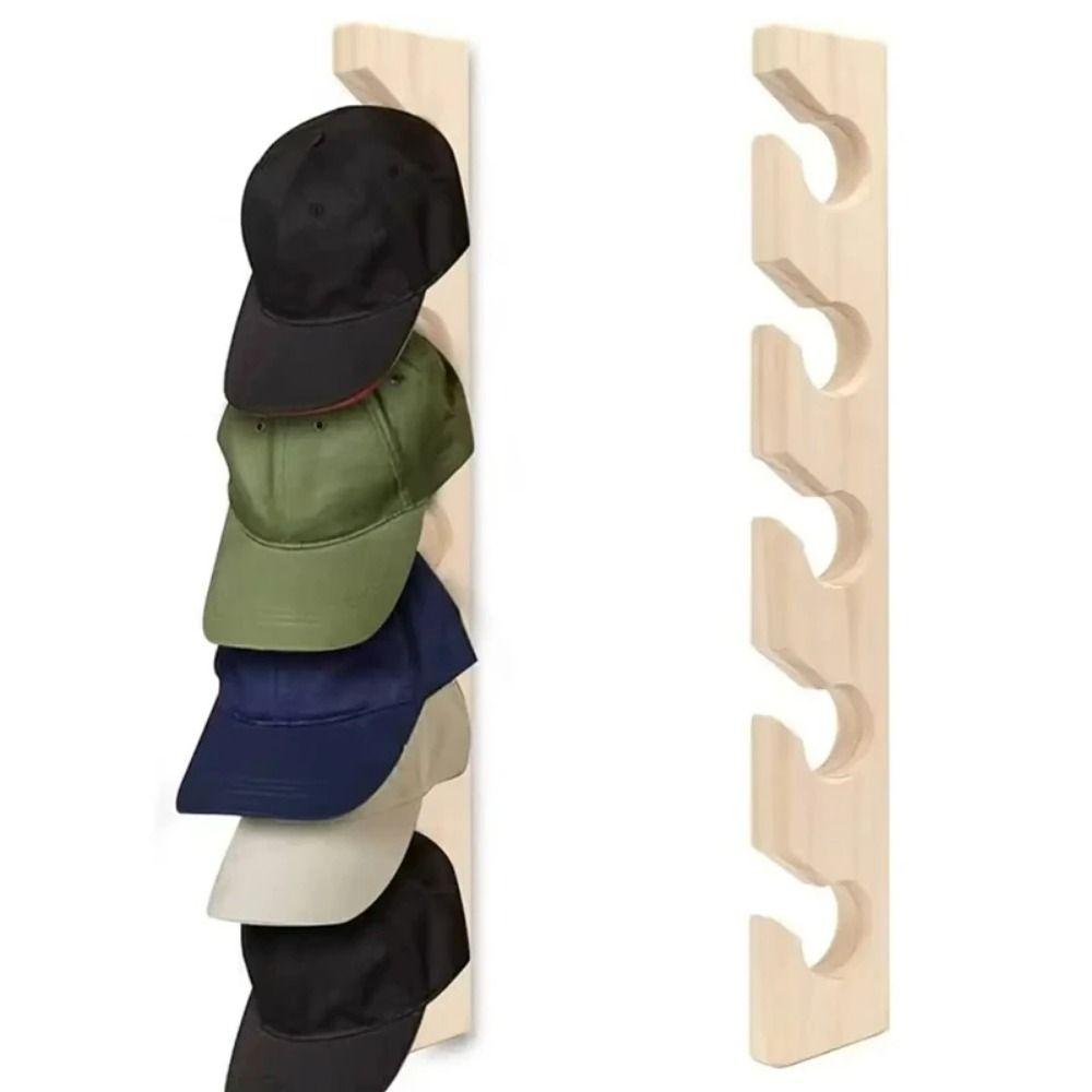 Solid Wood Wooden Hat Hanger Space-Saving Wall Mounted Hat Rack Baseball Cap Organizer  Household