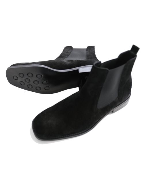 Mellos (Handmade) Square Toe Chelsea Boots - Black Suede