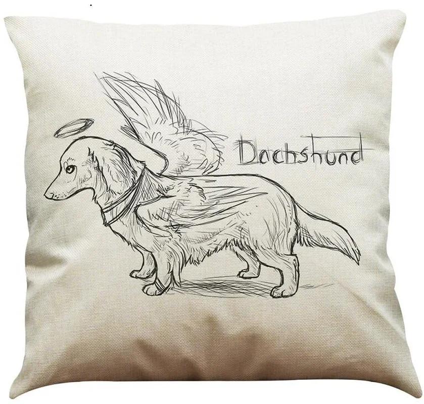 Cartoon Hundemattenbezug Dackelmuster Leinen Kissenbezug Auto Schlafzimmer Sofa Kinderzimmer Dekokissenbezug 45*45cm