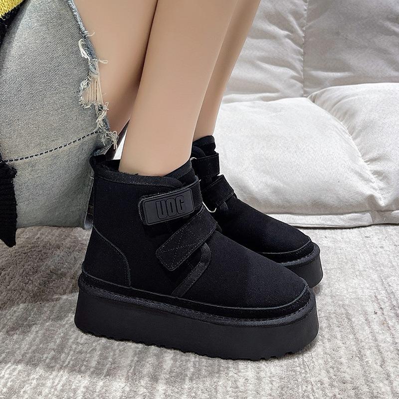 Platform Snow Boots for Women 2025 Winter New Artificial Plush Short Boots Retro Cotton Boots Women's Botas Para Mujer