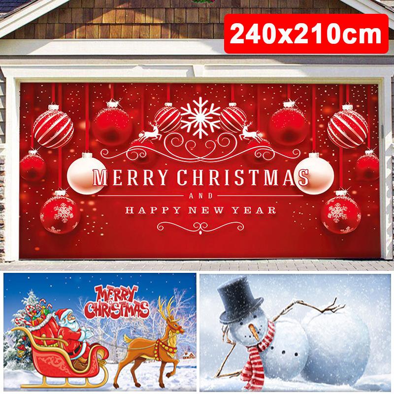 1PC Christmas Garage Door Banner Decorated Garage Door Screen 240x210cm