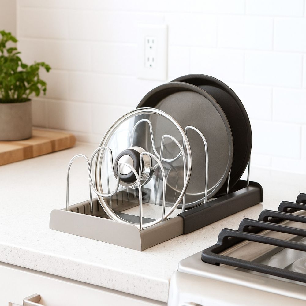 Expandable Pot Lid Holder Stainless Steel Cookware Dish Rack Kitchenware Storage Rack  Kitchen