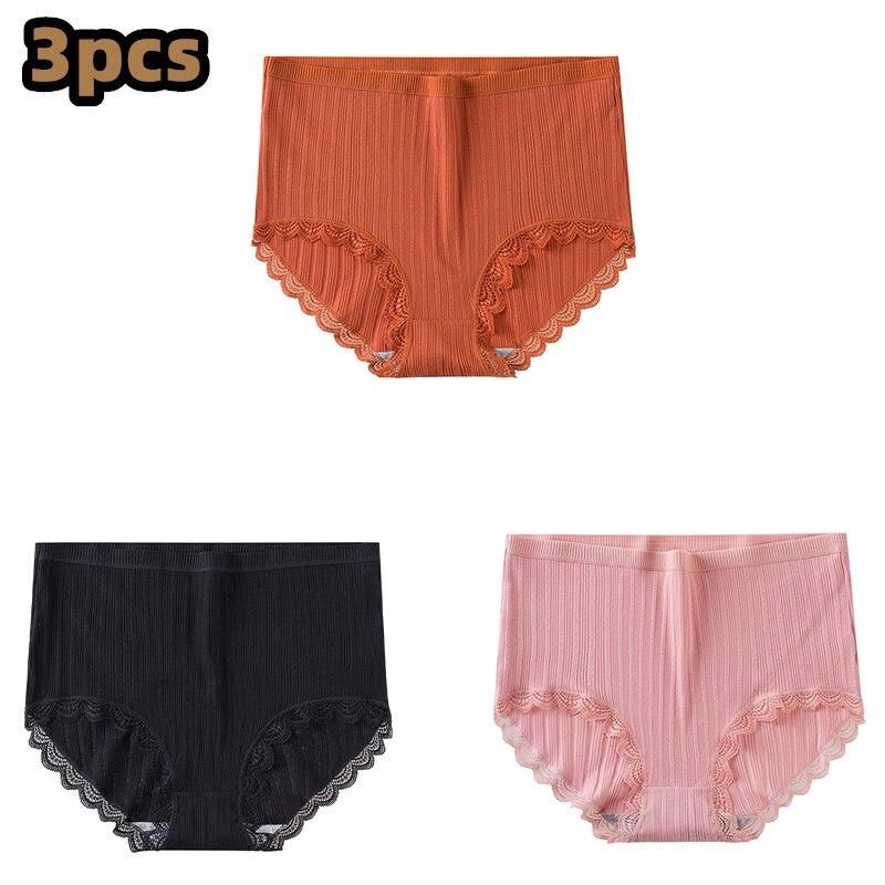 3 Pcs/lot Women's Underpants Soft Cotton Panties Girls High Waist Briefs Striped Panty Sexy Female Underwear Big Size M-XXL
