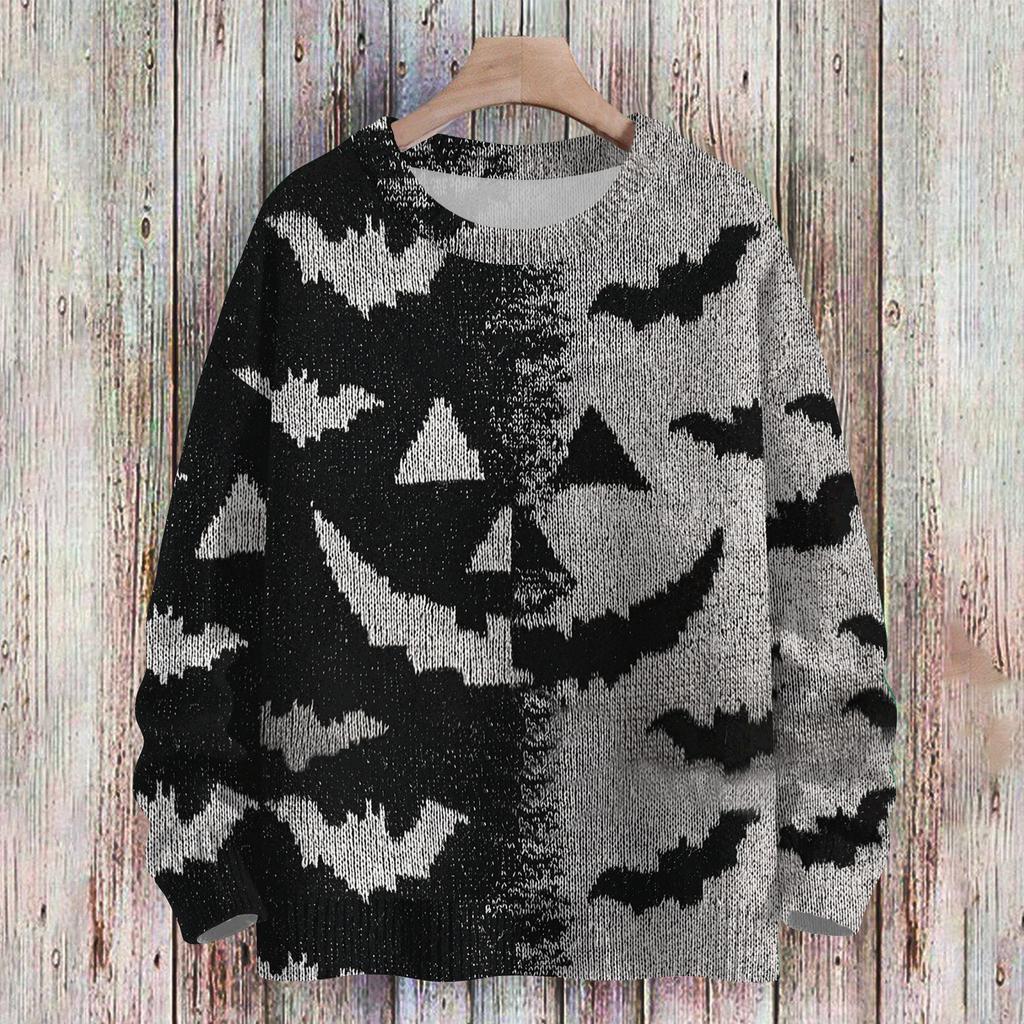 Ladies' Fashionable Casual Long Sleeved Christmas Printed Round Neck Knitted Yarn
