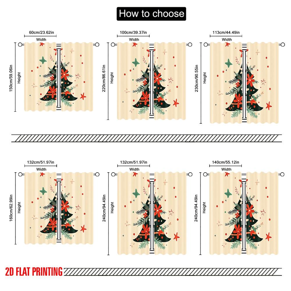 2 Stück, 2D-Flachdruckmuster Vorhänge Weihnachtsbaum Festliche Sterne Vielseitig 100% Polyester (ohne Stange) Außendekorationen