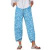 Pants For Women Summer Casual Wide Leg Elastic Waist Print Pants With Pockets