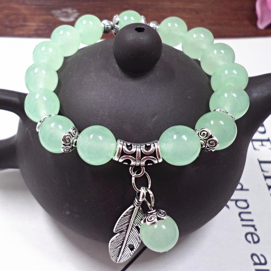 Ethnic Style Women's Chalcedony & Amethyst Crystal Beaded Bracelet