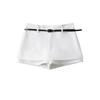 Plus Size European-Style High Waist A-Line Skort with Belt for Women