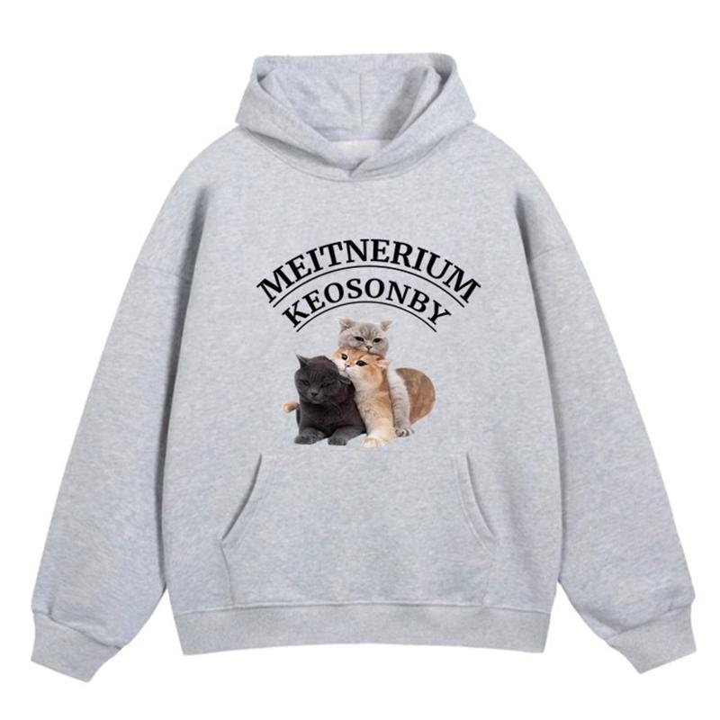 

Женский осенне-зимний повседневный худи с капюшоном, длинными рукавами и большим карманом, с принтом кошки XXL