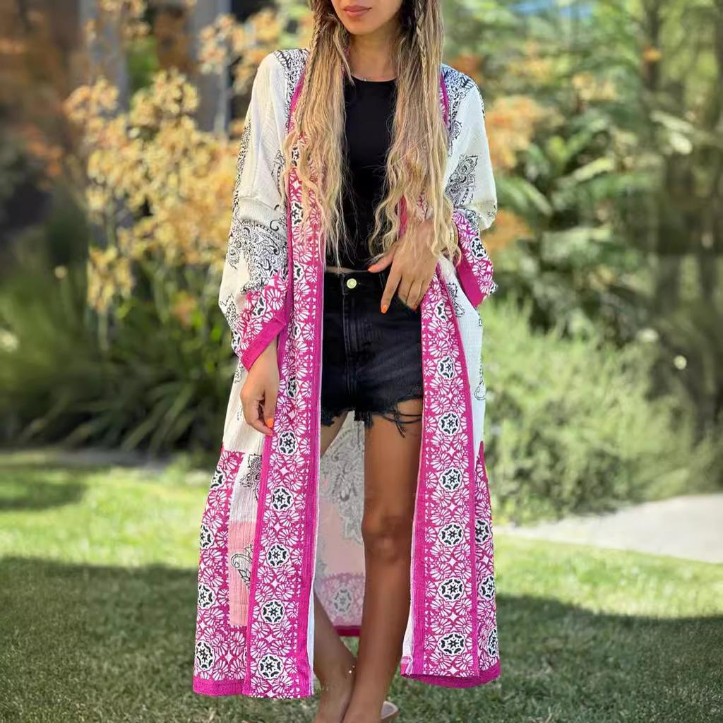 Jarní a podzimní dámský módní kardigan s dlouhým rukávem, ležérní, nadměrná velikost, potištěný kardigan