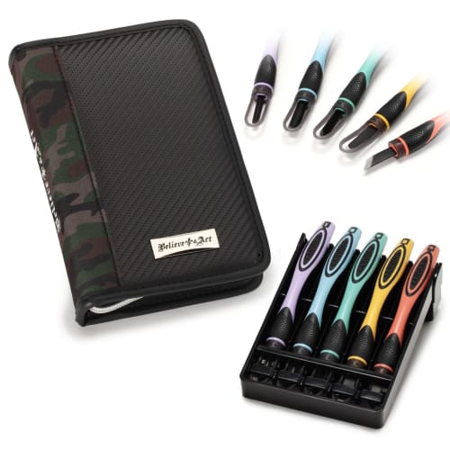 

Moribe Creation 2-Way Grip Carving Knife Set with Safety Guard, Believe & Act, Right-Handed, CKT-165 BELIEVE & ACT