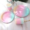 Rainbow Hot Stamping Disposable Paper Plates for Birthday Parties and Desserts