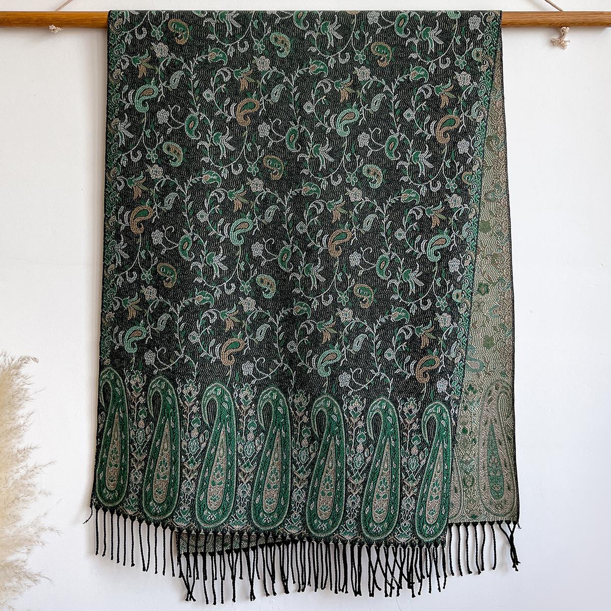 

Имитация кашемира жаккардовый осенне-зимний шарф-шаль двойного назначения этнический стиль узор «кешью» ретро внешний вид 200x65cm