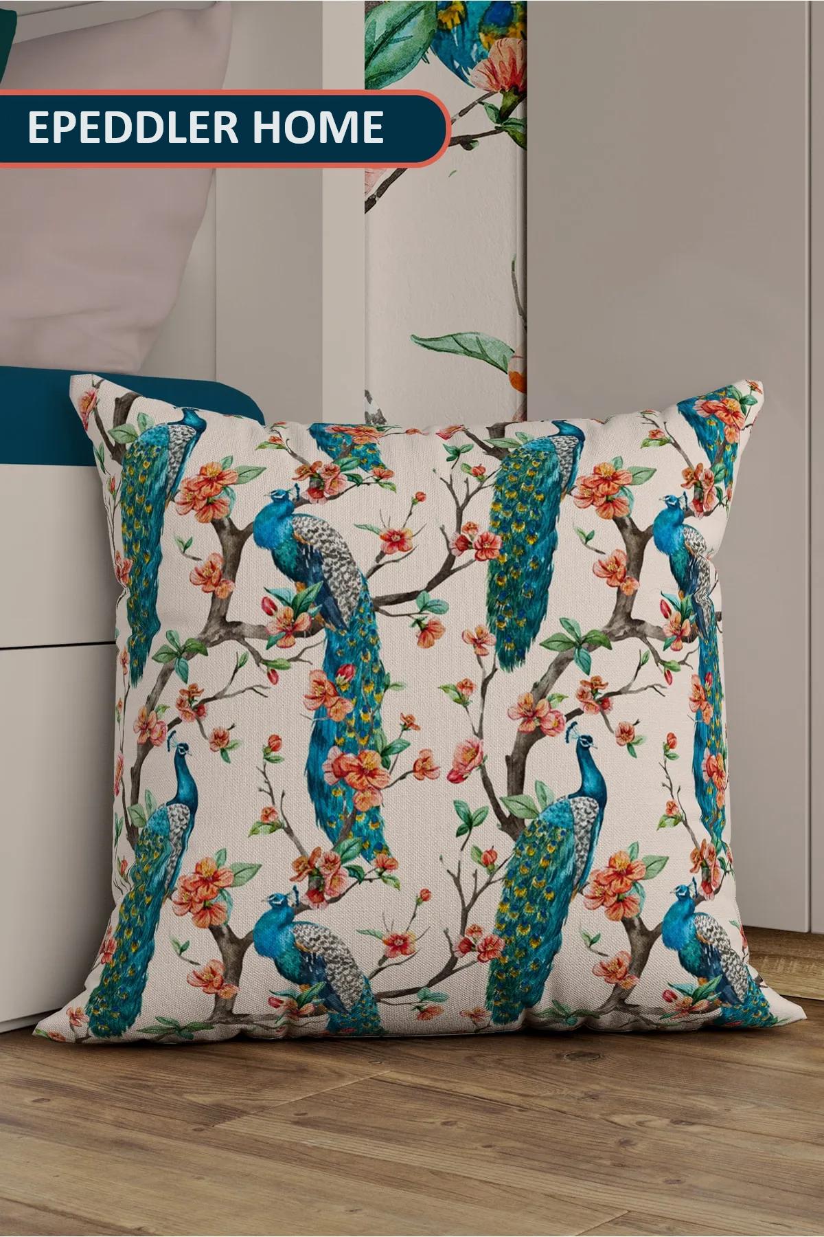 

EPeddler Home Декоративная подушка с рисунком тропических павлинов - Наволочка 43x43 cm