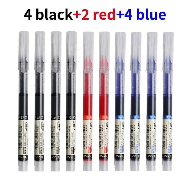 

10PCS High Quality Needle Type Gel Pens Black Blue Red Ink Straight Liquid Pen Kawaii Stationery School & Office Supplies