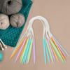 12 Pairs Candy Color Sewing Needles  Plastic ABS Change Head Knitting Needle Set Scarf Sweaters DIY Weaving Tools
