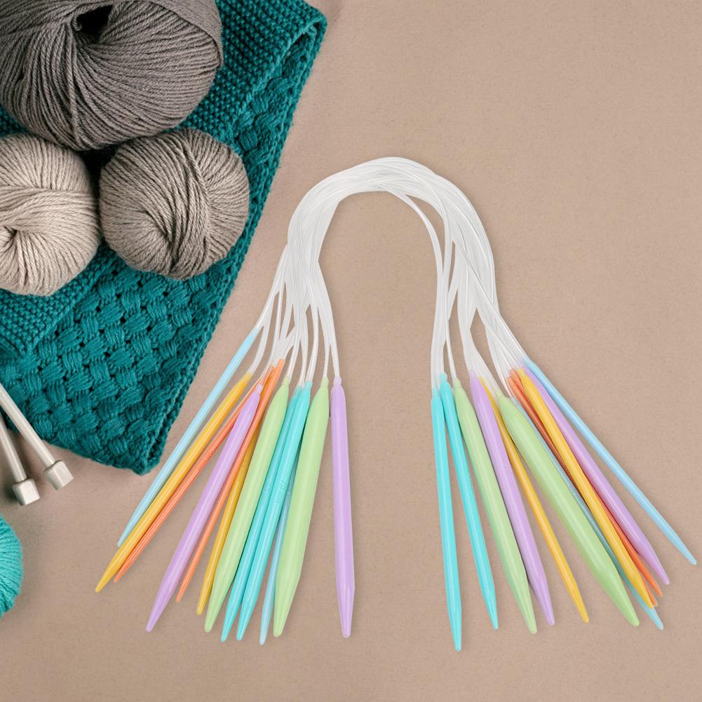 12 Pairs Candy Color Sewing Needles Plastic ABS Change Head Knitting Needle Set Scarf Sweaters DIY Weaving Tools