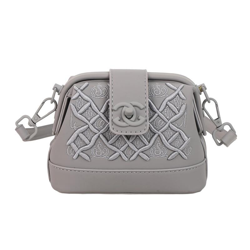 Tung Industri Broderi Skalväska Dam Ny Premium Texturerad Broderitråd Enfärgad Axelväska Crossbody