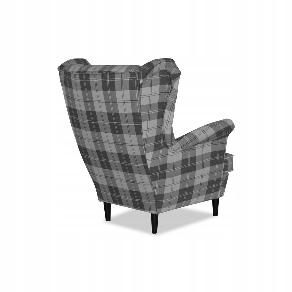 Fotel uszak Winston skandynawski Family Meble krata szara