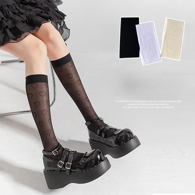 

Female Spring and Summer Thin Fashion New Love Long Leg Socks 1 pair чорний