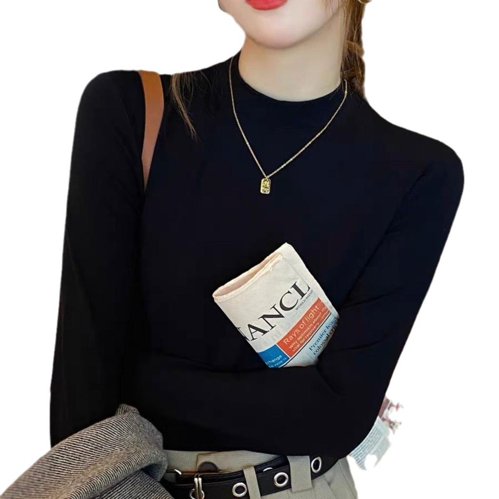 Half High Neck Sweater for Women In Autumn and Winter Mid Neck Base Knitted Sweater Pullover Top