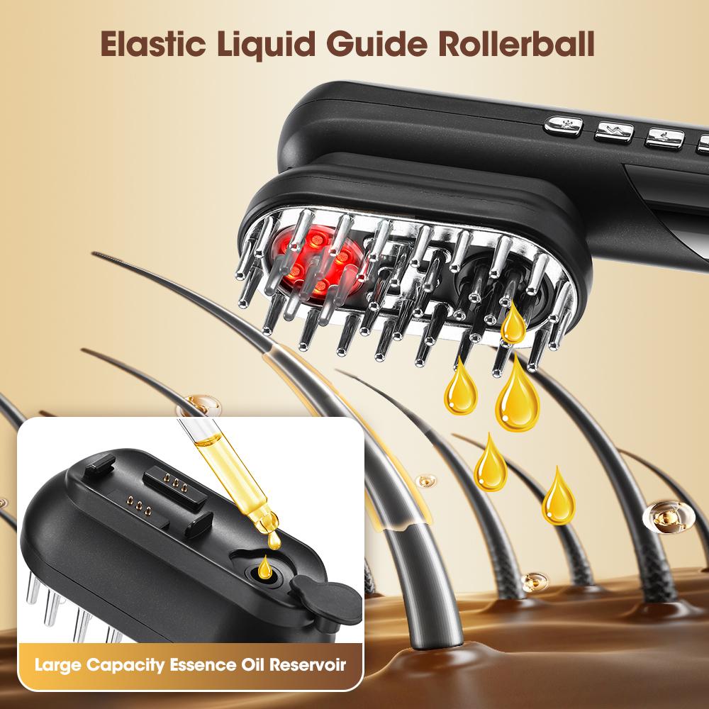 4 In 1 EMS Scalp Massage Comb Red Light Therapy Hair Growth Scalp Brush Liquid Applicator Vibration Face Lifting Beauty Massager