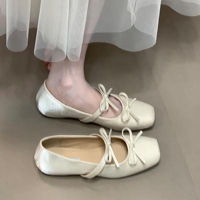 Schleifen-Ballerinas mit innerer Erhöhung neue Feenhafte flache Mary Janes Einzelschuhe
